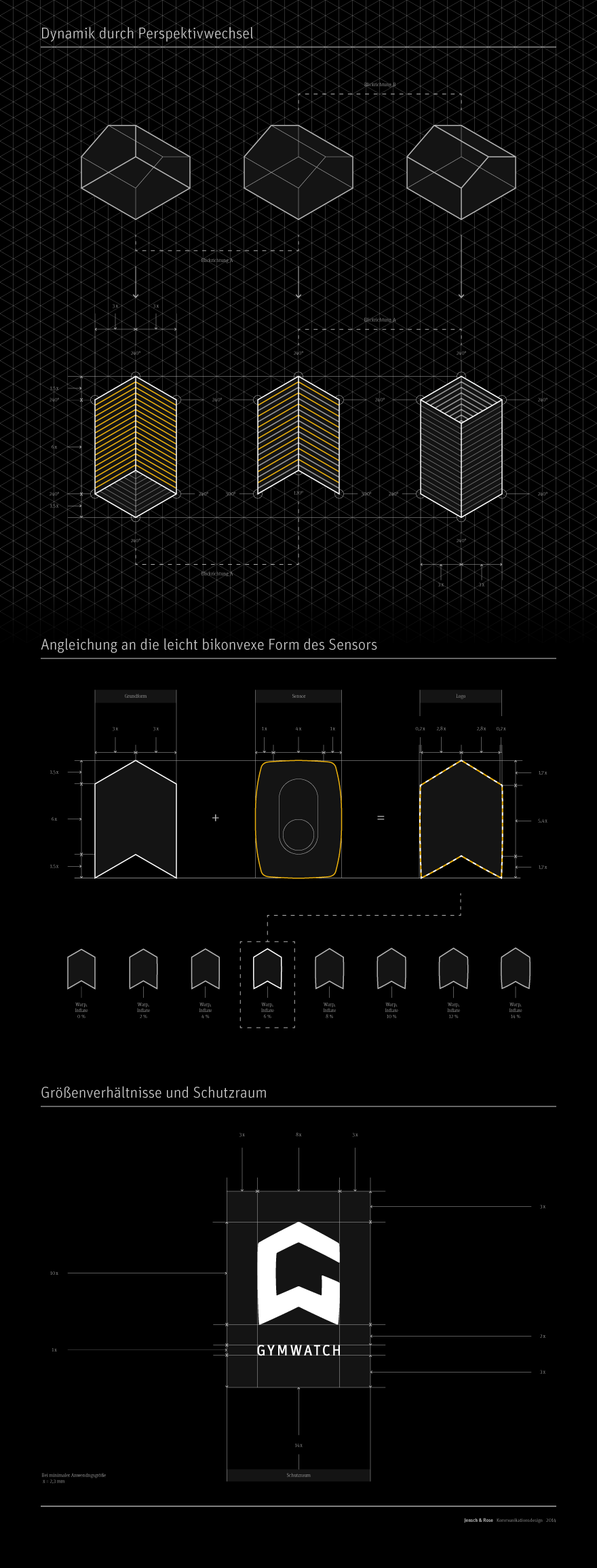 Erklärende Grafik zu Konzept, Konstruktion und Design des Gymwatch Logos