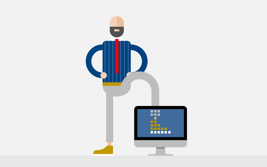 Illustration eines Roboters der eine Batterie in der Hand hält